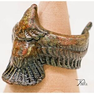 Eagle Ring Patina Finish Adjustable Tribal Bird Wings Statement Gift Men Women